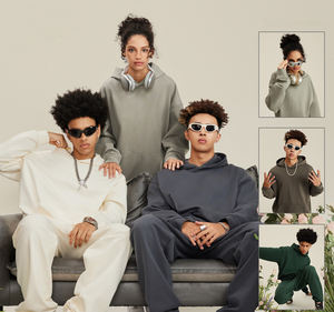 Fabricant de sweats à capuche H5414 personnalisé de haute qualité doublure en éponge française sweats à capuche sans ficelle sweats à capuche unisexes surdimensionnés - Product Image 2