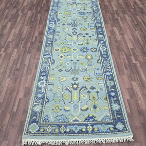Antiguo algodón Jacquard técnica anudado a mano Oushak Runner personalizado de alta calidad 3,1x12,1 patrón Floral conjunto de alfombra de área de pila baja - Product Image 1