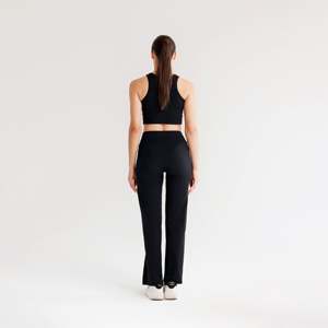 Pantalones Acampanados Flex Aura para Mujer, Transpirables, Negros, Estilo Gótico Urbano, Talla XL, Cintura Media con Cierre Elástico, Técnica Arrugada - Product Image 4