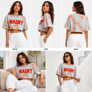 Camiseta Corta Oversize de Algodón para Mujer con Bordado Chenille, Estilo Urbano, Ajuste Holgado, Proveedor Mayorista Personalizado - Product Image 5