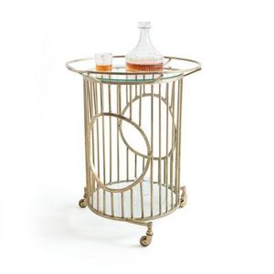 Cadre en acier inoxydable fini doré avec dessus en verre Chariot de service alimentaire Vente chaude de luxe Accessoires de décoration d'hôtel - Product Image 1