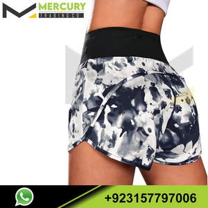 Taille haute contrôle du ventre cravate teinture extensible Shorts de sport femmes basique Fitness entraînement vêtements de sport haute qualité tissu Logo - Product Image 3