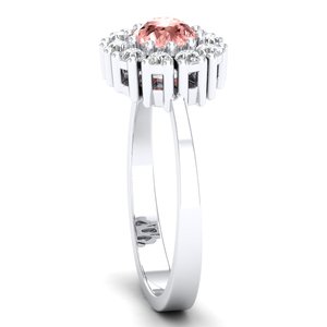 REYES 925 Sterling <b>Silver</b> GRA Certified VVS Moissanite Ring Round Brilliant Cut 0.5 Carat Morganite Gemstone Delicate Rings - Product Image 3