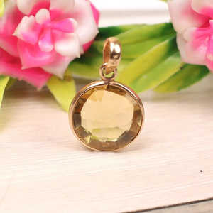 จี้เงินแท้ 925 ประดับพลอยซิทรินทรงกลมเจียระไนแบบบริโอเล็ต ขนาด 15 มม. สำหรับคนเกิดเดือนพฤศจิกายน - Product Image 3