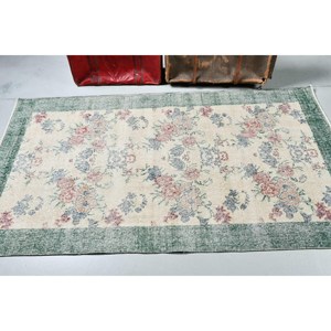 พรมวินเทจขนาด 3.6x6.8 ฟุต พรมตุรกี พรมขนสัตว์ลายจุดสีเขียว - Product Image 2
