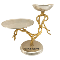 Support à gâteau de mariage personnalisé en métal doré, collection artisanale de luxe indienne, 3 niveaux, respectueux de l'environnement, fabriqué à la main, certifié CE/EU