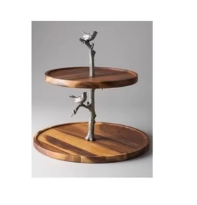 Antique Design Handmade Round Top New Fancy Wooden <b>Cake</b> Stand Wholesaler <b>Supply</b> Wood Pillar <b>Cake</b> Stand - Product Image 2