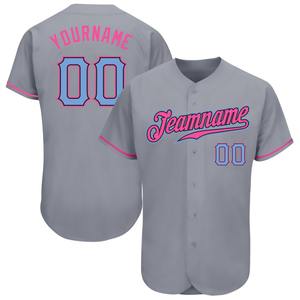 Directo Ommiz Industry Ropa deportiva auténtica Camiseta de béisbol auténtica gris claro-rosa - Product Image 1