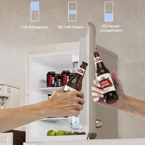 Refrigerador <span class=keywords><strong>retro</strong></span> americano de tres puertas, refrigerador pequeño de refrigeración y congelación, <span class=keywords><strong>alquiler</strong></span> de dormitorio, refrigerador de ahorro de energía - Product Image 4