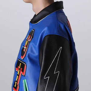 Chaqueta universitaria de mezcla de poliéster y lana con patrones personalizados de fabricante OEM chaqueta básica con logotipo bordado de chenilla para hombre - Product Image 4