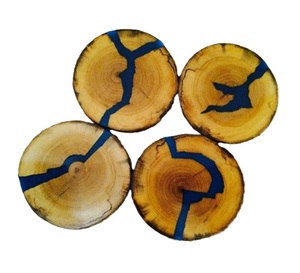 Sous-verre à boire unique en bois et résine ronde faite à la main Texture naturelle sous-verre de tasse à thé meilleure qualité coût raisonnable - Product Image 1