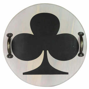 Clubs de cartes motif plateau en bois avec poignées robustes Unique plateau rond organisateur décoratif pour la cuisine et la décoration intérieure - Product Image 1