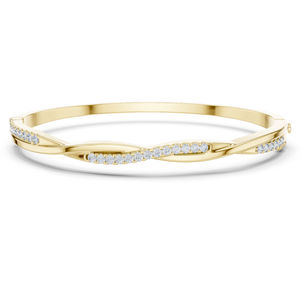 Pulsera de Boda de Oro Amarillo de 14K con Diamante Redondo Cultivado en Laboratorio para Mujer, Regalo de Aniversario Nupcial Certificado de Lujo, Elegante - Product Image 1