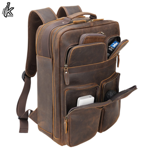 Mochila de viaje de cuero de Caballo loco para hombre, bolso de día informal Vintage antirrobo, nuevo diseño - Product Image 5