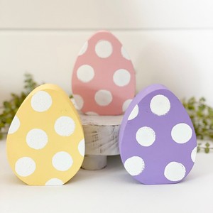 ¡MEJOR VENTA! Decoración de huevo recortada de madera maciza sin terminar 3 tamaños, forma de madera artesanal de huevo de Pascua para decoración de Pascua de vacaciones de primavera - Product Image 2