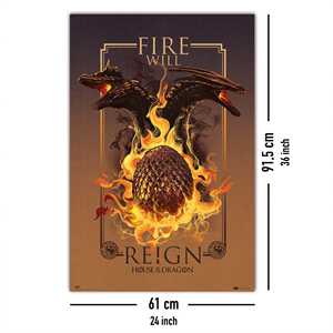 Póster Moderno 'House of the Dragon' en Lienzo, Arte Mural 'El Fuego Gobernará' - Product Image 3