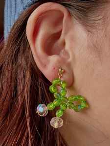 Boho Turquoise <b>Bead</b> Earrings with Cascading <b>Fringe</b> Unique Andy Jewelry Design Gift for Beading Supplies - Product Image 3