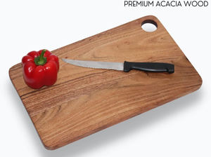 Tabla de cortar de madera, tabla de cortar, bandeja para servir verduras de cocina, frutas y queso | Madera de Acacia natural | 35x21,5x1,5 cm - Product Image 4