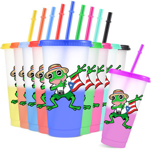 Toptan Özel 250. ABD Yıldönümü Hediyelik Eşya Yeniden Kullanılabilir Plastik 16oz 24oz Soğuk Suyla Renk Değiştiren Bardaklar - Product Image 1