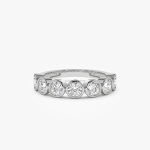 1.45 carats poids 14K lunette réglage unique conçu sept pierres rondes en laboratoire bague en diamant pour les fiançailles ou les fêtes de fantaisie - Product Image 3