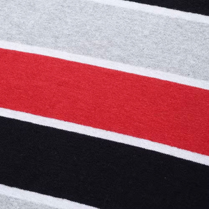 2025 Camiseta de manga completa a rayas negras y rojas para hombre, camisa de tela de punto de algodón 100% de alta calidad - Product Image 6