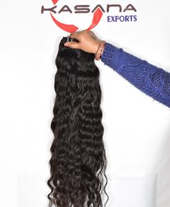 Manufacture's Remy 100% Unprocessed Indian Temple <b>Hair</b> Extensions <b>Kinky</b> <b>Straight</b> Natural Wave Cheap Cuticle Aligned Double Weft - Product Image 3