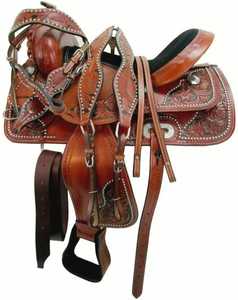 Selle de cavalier intelligente en cuir de haute qualité, selle de course à baril en cuir avec matériau et taille personnalisés - Product Image 1