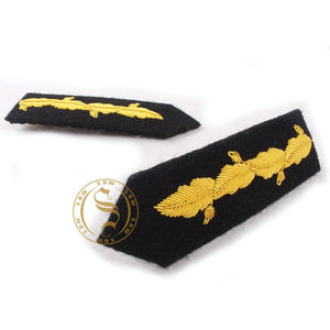 Insignia de cuello de alta calidad hecha a mano oro francés lingotes alambre Gorget parche cosido bordado fieltro PVC para ropa de uniforme - Product Image 5