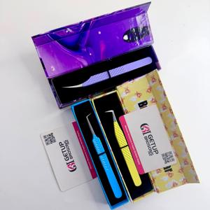 Pince à épiler pour cils en acier inoxydable de haute qualité, à pointe fine à 90 degrés, avec isolation par revêtement en poudre de différentes couleurs - Product Image 4