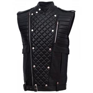 Gilet de moto en cuir véritable respirant et à séchage rapide pour hommes, broderie personnalisée, sans manches - Product Image 4