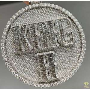 Pendentif lettre personnalisée avec diamants de laboratoire VVS Nouveau style Hip Hop Bijoux en argent sterling 925 glacé - Product Image 4
