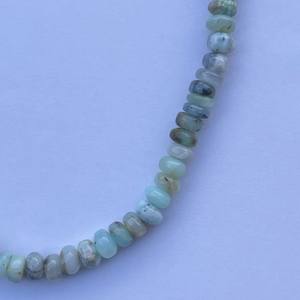 6mm 8mm 10mm Natural Blue Peruvian <b>Opal</b> Smooth Rondelle Gemstone Beaded Gold Plated Strand Necklace - Product Image 2