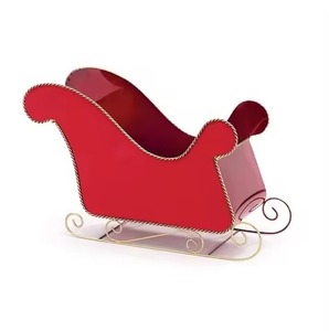 Trineo de decoración navideña de Metal de Color rojo con patas doradas para Decoración de mesa Trineo navideño de Metal rojo de hierro Vintage - Product Image 2