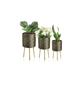 Juego de 2 piezas de maceta de Metal plateado con soporte extraíble de Metal para el hogar, sala de estar, interior, exterior, balcón, decoración, maceta de Metal - Product Image 5