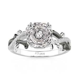 Jeulia Vintage Two Tone Twisted <b>Black</b> Thorn Rose Cut <b>Ring</b> for Children - Product Image 2