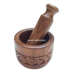 Triturador de madera para especias y medicina Okhli Musal Set Mortero Pestle Se Imaam Dasta Kharal Khalbatta para accesorio de cocina - Product Image 6
