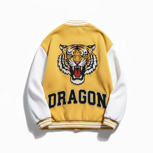 Veste universitaire d'hiver entièrement personnalisée avec logos brodés, tissu en laine de qualité supérieure, manches en cuir, veste universitaire unisexe - Product Image 2