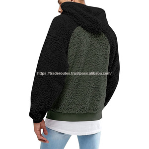 <b>Men's</b> Polyester/Cotton Custom Embroidered Eco-Friendly Waterproof <b>Hoodie</b> Solid <b>Sherpa</b> <b>Fleece</b> Sweatshirt Screen Puff Sweatshirt - Product Image 3