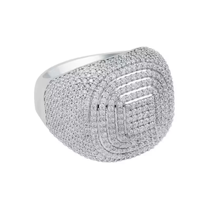 แหวนทรงโดมประดับเพชรโมอิสซาไนต์สีเงินหรูหรา แหวนฮิปฮอปผู้ชายแบบเต็มวง ประดับเพชรเต็มวง แหวนงานปาร์ตี้สุดอลังการ ของขวัญ - Product Image 6