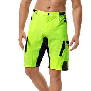 Shorts de cyclisme pour homme vert fluo, séchage rapide, color block, polyester et nylon, coupe classique, longueur courte, vêtements de vélo pour adulte - Product Image 2