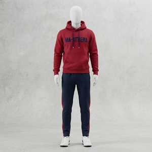 <b>Mens</b> Red Navy Hoodie Tracksuit Set Colorblock <b>Pullover</b> Sweatshirt Jogger Pants Sportswear Training Gym Fitness Activewear - Product Image 1