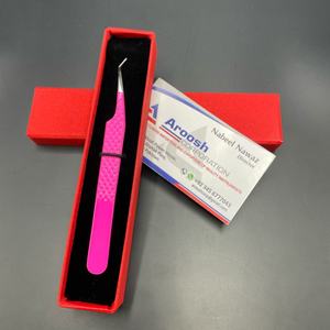 Pinzas de extensión de pestañas moradas sostenibles de 45 grados al por mayor agarre de diamante profesional de acero inoxidable con punta puntiaguda - Product Image 1