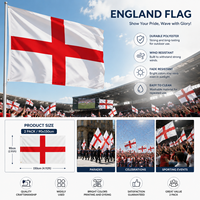 Drapeau d'Angleterre 5x3 pieds, croix de Saint George, drapeaux nationaux en polyester durable avec œillets pour les fans de football, décorations, événements sportifs