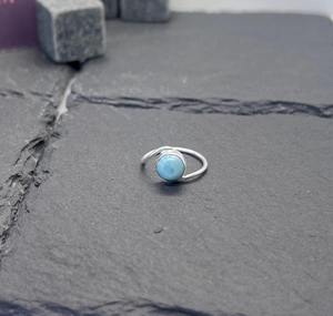 แหวนอัญมณีลาริมาร์เงินสเตอร์ลิง925ทันสมัยเครื่องประดับทำมือแหวนสไตล์โบฮีเมียนสีเงินสำหรับเป็นของขวัญสำหรับผู้หญิง - Product Image 6