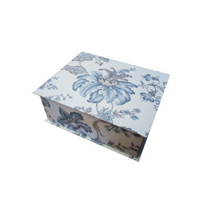 Decorative Cotton Book-Shaped <b>Storage</b> <b>Box</b> Blue <b>Floral</b> Design - Product Image 1