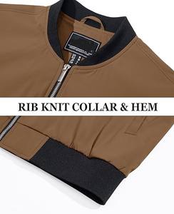 Chaqueta de bombardero con cremallera informal ligera para hombre con cuello levantado cortavientos para primavera otoño Golf abrigo de invierno bolsillos con logotipo delantero - Product Image 3