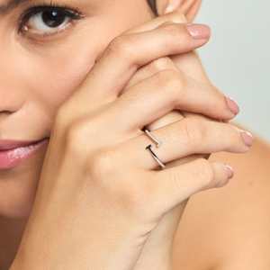 92.5 Silver Finger <b>Ring</b> Trendy Casual Opening <b>Ring</b> Rose Gold Gold Rhodium Plating Claw Inlay Number Shape Gift Product <b>Name</b> Gold - Product Image 2