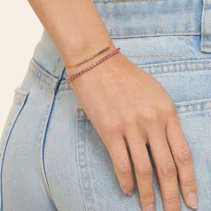 Pulsera de tenis de piedras preciosas de rubí cultivadas en laboratorio con corte de oro de 14 quilates, piedra natal de Diciembre de estilo moderno para regalo de aniversario o fiesta de boda - Product Image 4