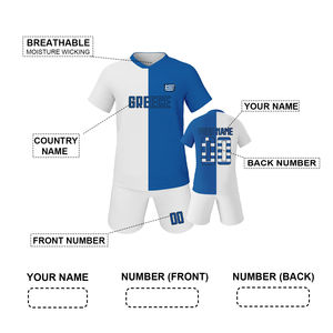 Camiseta de fútbol para niños personalizada de Ucrania, 100% poliéster, manga corta, patrón sólido, corte automático, logotipo frontal, servicio OEM - Product Image 6