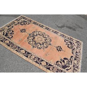 Tapis Oriental Orange Vintage Turc 4.7 X 8.2ft Laine Grande Surface Salon Tapis Latex Support Patchwork pour Couloir Rectangle - Product Image 4